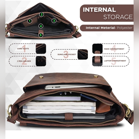 Oak Leathers Messenger Bag in Brown Leather - Picture 4 of 7